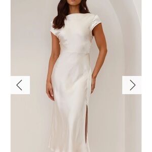 Chic Satin Midi Dress in Cream